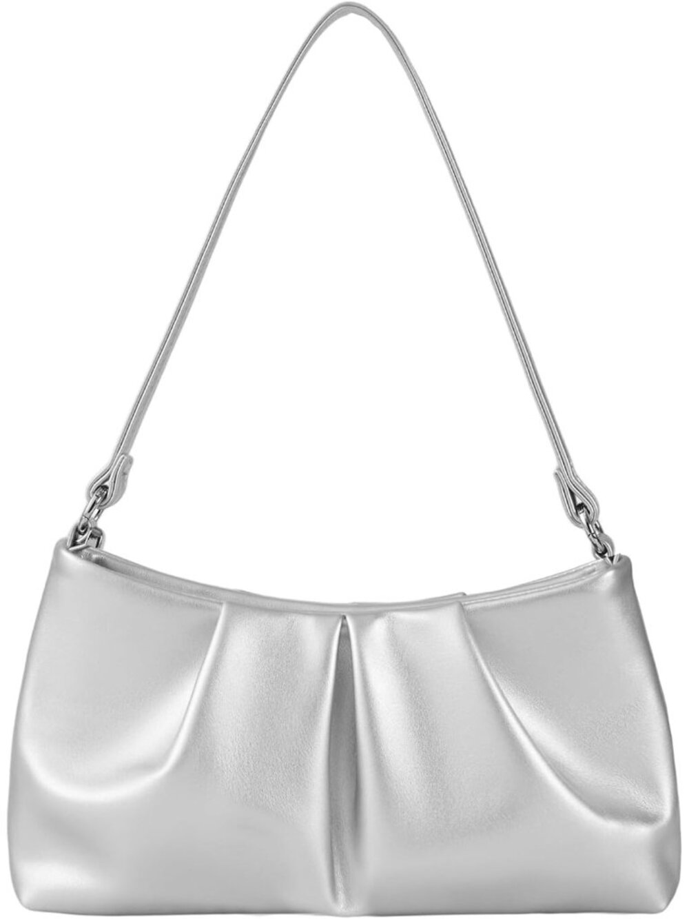 👜 Women's Silver PU Leather Sparkling Evening Shoulder Strap Clutch Purse
